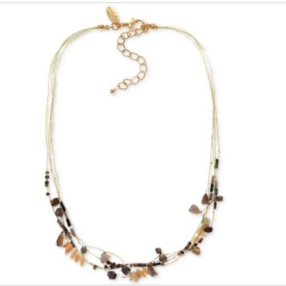 Style & Co Beaded Boho Multi-Strand Necklace, 18 + 3 Extender,- Brown - Picture 1 of 4